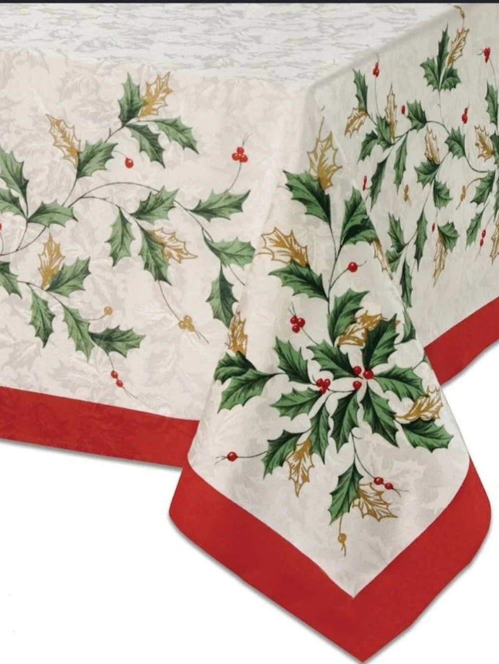 Lenox Golden Holly Retired Tablecloth 140 x 60 + Napkins Service For 12 Holiday